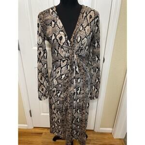 Zara Trafaluc Snake Print Midi Dress Size S/M Empire Waist Body Con EUC